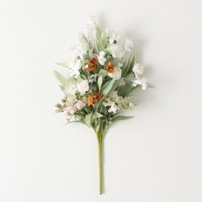 Sullivans Artificial Mixed Wild Flower Bush 17"H; White