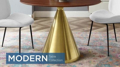 Tupelo Mid-Century Modern Round Cherry Walnut Dining Table