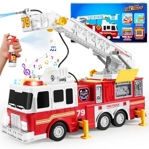 Joyfy Extra Large Fire Truck Toy with 33-inch Extending Ladder, Shooting Water, Flashing Lights, Siren Sounds, and Water Pump Hose for Boys Girls 3+ - 1 of 4