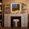 PAKASEPT 47"W Large Makeup Vanity Table with 11 Drawers, Glass Top Vanity Desk With Mirror and LED Lights, 7 Storage Shelves, Charging Station - 2 of 4