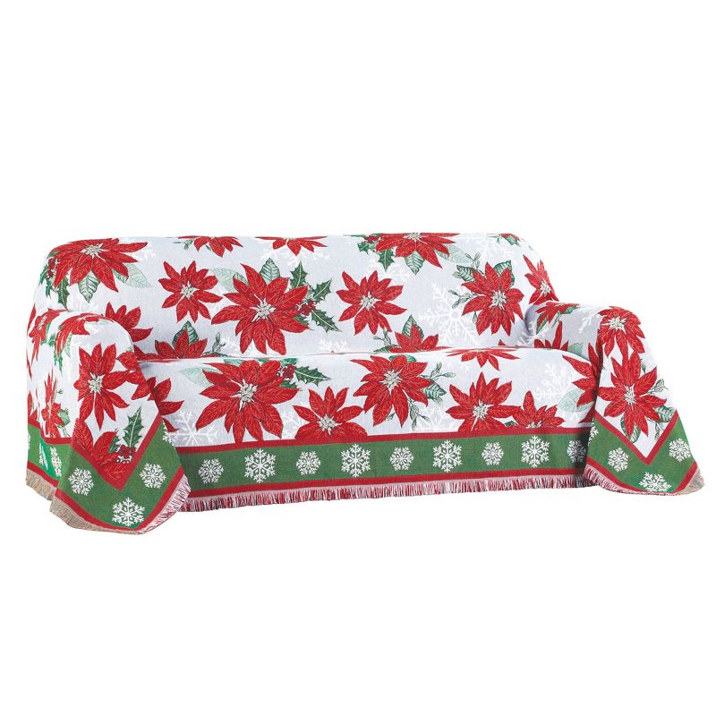 Collections Etc Poinsettia Tapestry Furn Throw, 1 of 3
