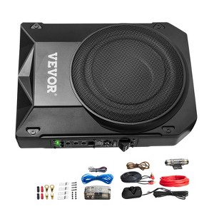VEVOR 10" 400W Underseat Car Subwoofer, Slim Powered Car Subwoofers Under the Seat, Low Profile Audio Sub Built-in Amplifier, Black - 1 of 4