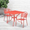 Flash Furniture Oia Commercial Grade 35.5" Square Indoor-Outdoor Steel Patio Table Set with 2 Round Back Chairs - 2 of 4