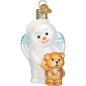Old World Christmas Glass Blown Ornament, Baby Snow Angel With Bear - 1 of 4