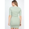 Slickblue Sage Twist Knot Ribbed Knit Mini Dress, V-Neckline, Bodycon Fit, Perfect for Casual or Dressy Occasions, S-L - 4 of 4