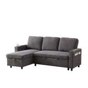 NicBex 78.7 Inch Linen L-Shaped Sofa Bed,Reversible Sleeper Sofa with Pullout Bed for Office,Living Room,Apartment - 1 of 4