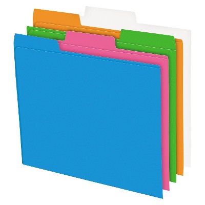 Pendaflex Glow Poly File Folders, 1/3 Cut Top Tab, Letter, Assorted Colors, 12/pack