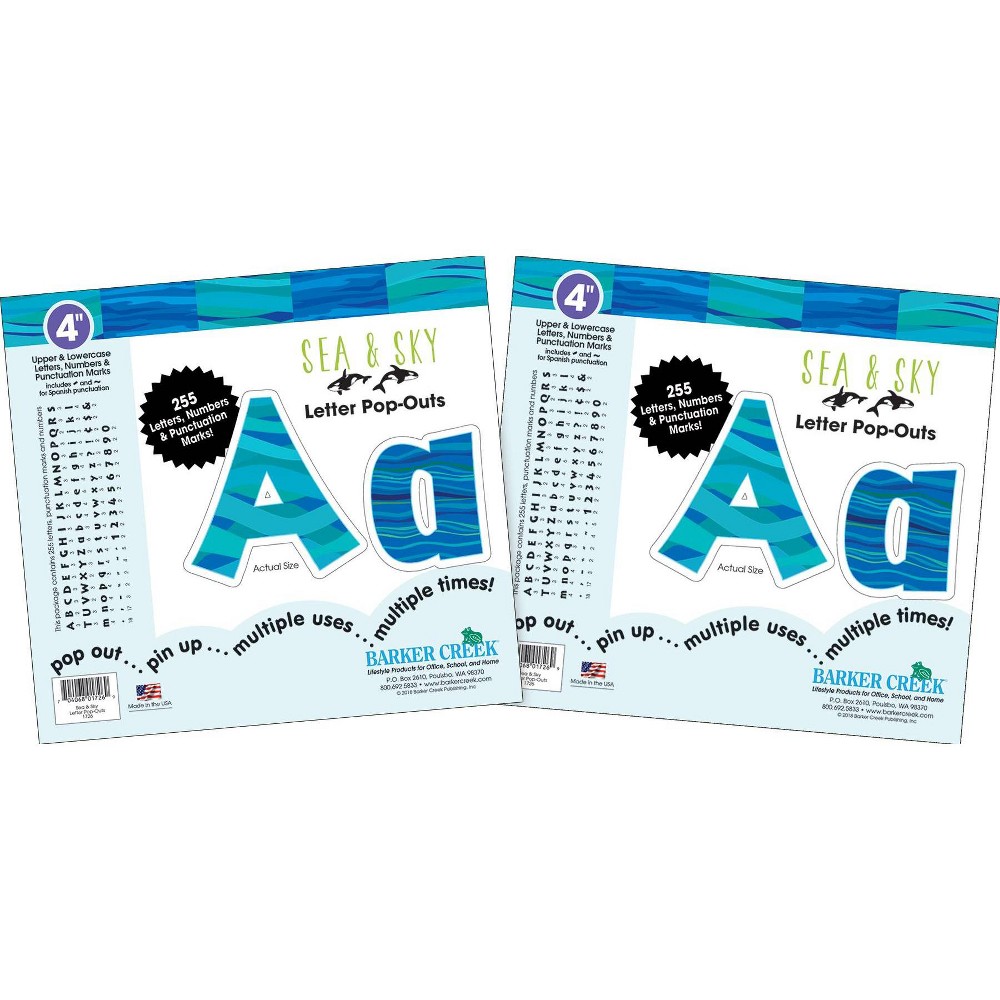 Photos - Accessory Barker Creek 4" 2pk Sea and Sky Letter Pop Out 510 Characters