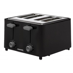 Courant 4-Slice Toaster, 1-1/4" Wide Toasting Slots with Drop-Down Crumb Tray, Black/Stainless - 1 of 4