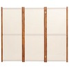 vidaXL 3-Panel Room Divider in Acacia Wood and Textilene - Foldable Design for Indoor and Outdoor Use - Cream White 82.7"x70.9"' - 4 of 4