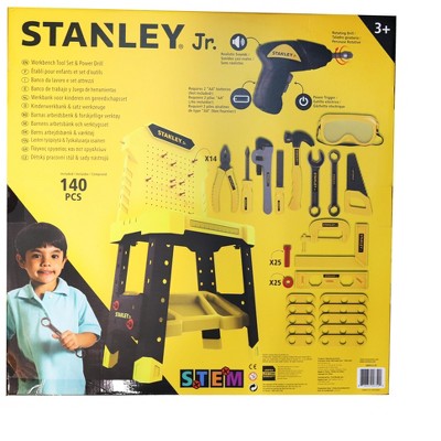 Stanley Jr. Yellow and Black Kids Workbench Tool Set with 140 Pieces