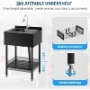 26 Inch Commercial Stainless Steel Utility Sink, Freestanding Stainless Steel Kitchen Sink with Hot & Cold Water Faucet, Drain Basket, Black - 4 of 4