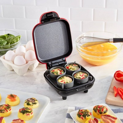 Dash Red Ceramic Egg Bite Maker with Silicone Cups