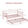 Daybed with Trundle, Sturdy Metal Twin Bed Frame with Heart-shaped Headboard, Day Bed Sofa Bed Frame with Steel Slat Support. - 2 of 4