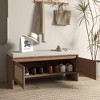Kumasinova Boho Style PP Rattan Storage Shoe Bench with Cushion,Sturdy Wooden Entrayway Bench for Seating and Storage,2-Door Shoe Organizer - 2 of 4