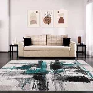 Nasitip Abstract Area Rug, Machine Washable Non-Slip Accent Carpet, Contemporary Art Ink Texture Rug - 1 of 4