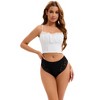 INSPIRE CHIC 3 Packs Women's Lace Trim Mid-Waisted Thongs Underwear Stylish Panties Available in Plus Size - 4 of 4
