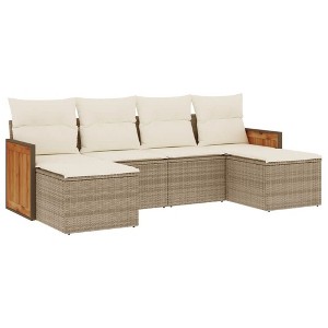 vidaXL Garden Sofa Set Beige PE Rattan, Powder-Coated Steel 88.6-92.1 in - 1 of 4