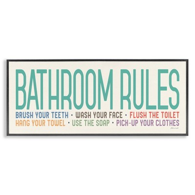 Stupell Industries Bathroom Rules with Teal Text, 24" x 10"