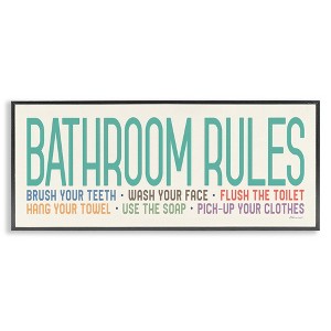 Stupell Industries Bathroom Rules with Teal Text, 24" x 10" - 1 of 4