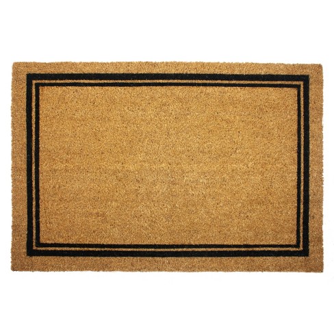 Indoor/outdoor Coir Doormat With Border Natural/black - Entryways