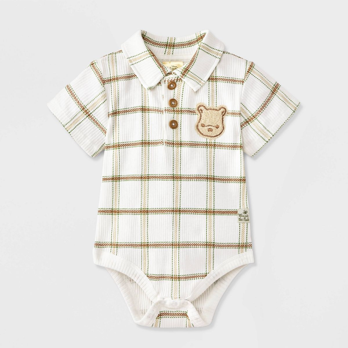 Baby Boys' 2pc Disney Winnie The Pooh Short Sleeve Bodysuit and Shorts Suspender Set - Green/White - thumbnail 3
