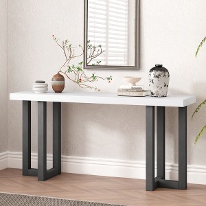Sapphtopaz Console Table with Geometric Design and Open Shelf, Side Table with Solid Legs, Entryway Table for Living Room, Entryway, Hallway - 1 of 4
