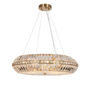 LNC Peathlitberry Luxury and Glam Drum Chandelier,Rose Gold and Crystal,14in/24in - 1 of 4
