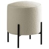 Beige and Matte Black Round Upholstered Ottoman - 2 of 4