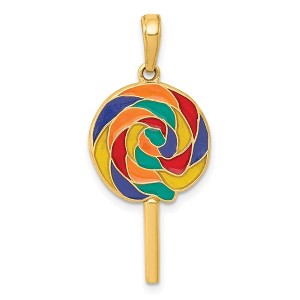 Black Bow Jewelry 14k Yellow Gold and Enamel Lollipop Pendant - 1 of 4