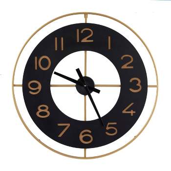 28"x28" Metal Wall Clock with Gold accents Gold - Olivia & May