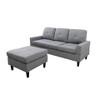 DOMETOUR 3-Piece Modern Faux Leather Sofa Set (1 Sofa + 2 Ottomans) for Living Room - 3 of 4