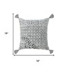 HomeRoots 18" Gray And Silver Geometric Viscose Throw Pillow Cover with Tassels - 3 of 4