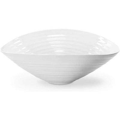 Large White Ceramic Ripple Salad Serving Bowl