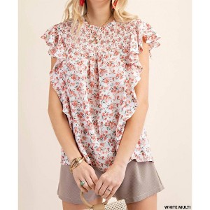 Women's Dobby Printed Smocked Top - KORI S - 1 of 2