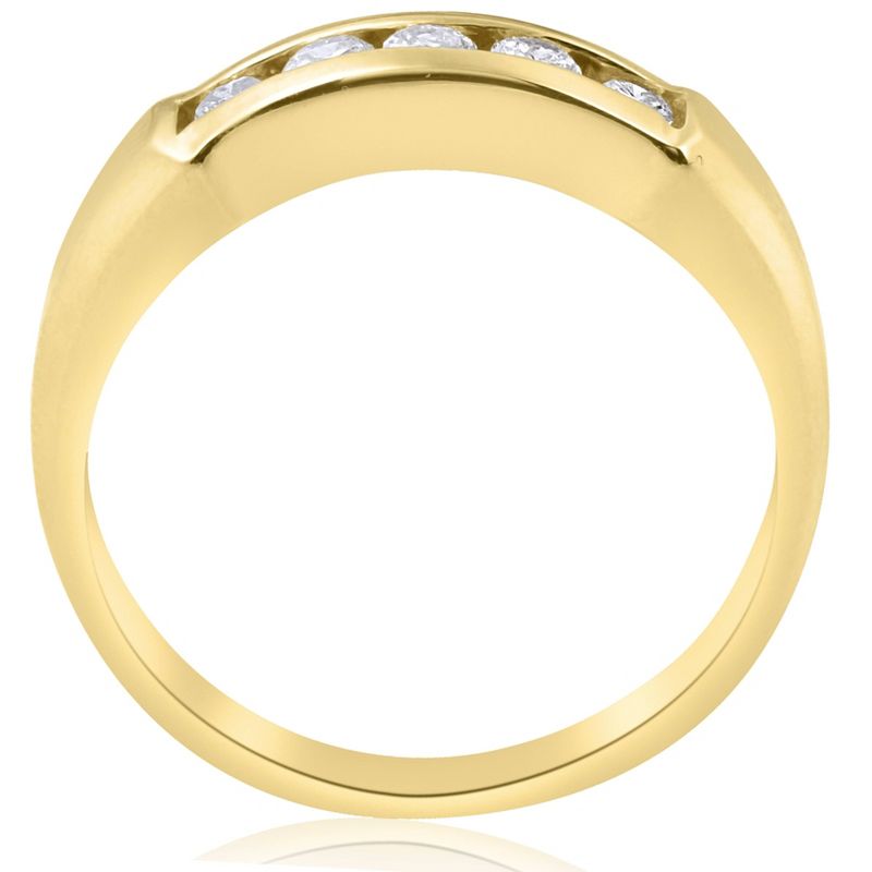 Pompeii3 1/2ct Mens 14K Yellow Gold Round Diamond Wedding Ring, 3 of 5