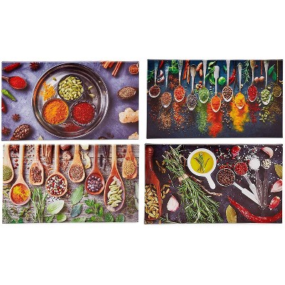 Juvale 4 Pack Spices Canvas Wall Art Set, Modern Kitchen Decor (14 x 8 Inches)