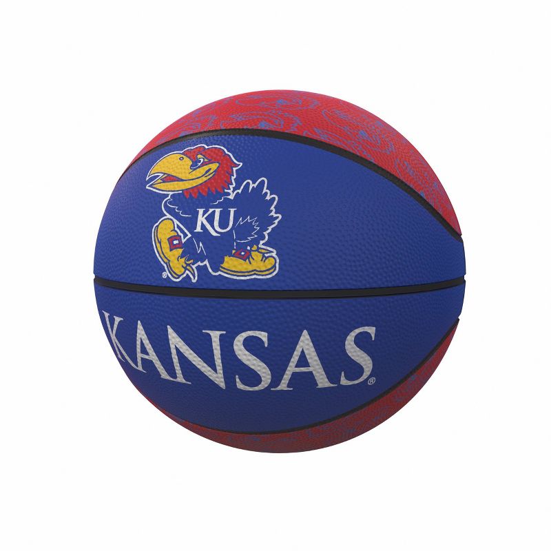 NCAA Kansas Jayhawks Repeating Logo Mini-Size Rubber Basketball, 1 of 2