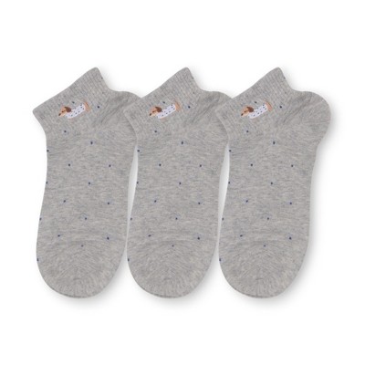 Anna-Kaci 3-Pack Women's Cotton Ankle Socks with Embroidered Dog and Dotted Knit Pattern