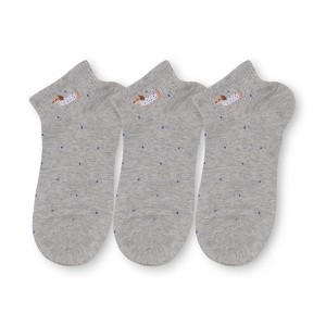 Anna-Kaci 3-Pack Women's Cotton Ankle Socks with Embroidered Dog and Dotted Knit Pattern - 1 of 4
