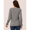 Seta T Women's V Neck Long Sleeve Smocked Cuff Casual Fall Winter Fashion T-Shirt - 4 of 4