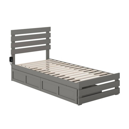 Twin Oxford Bed With Footboard And Usb, Extra Long Twin Bed With Storage