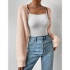 Coolmee Women's Open Front Ribbed Knit Crop Bolero Drop Shoulder Long Sleeve Loose Fit Knitted Crop Cardigan Shrug Pink S - 4 of 4