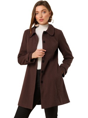 INSPIRE CHIC Women's Peter Pan Collar Single Breasted Winter Long Overcoat