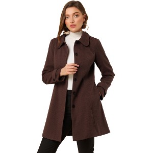 INSPIRE CHIC Women's Peter Pan Collar Single Breasted Winter Long Overcoat - 1 of 4