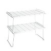 LunaLulinlk (2 pack) Folding Metal Kitchen Pantry Organization Wire Shelf, White - 3 of 4