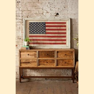 Wall Art, Large Framed American Flag Under Glass 31.5"H – Multi-Color Distressed Wood Wall Decor By Kalalou - 1 of 3