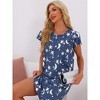INSPIRE CHIC Women's Short Sleeve Round Neck Printed Nightgown Nightshirt - 3 of 4