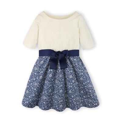 Hope & Henry Girls'  Cotton Lightweight Blocked Skater Dress, Kids