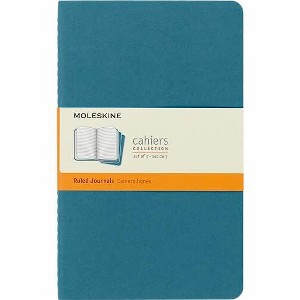 Moleskine Cahier Journal, Soft Cover, Large (5" x 8.25") Ruled/Lined, Brisk Blue, 80 Pages (Set of 3) - 1 of 4